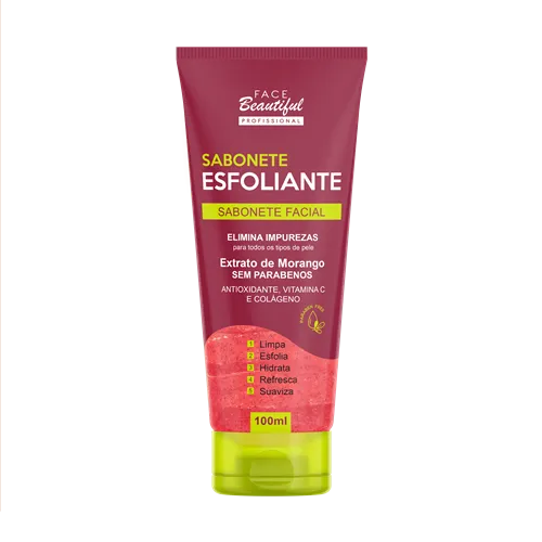 Sabonete Facial Esfoliante Extrato de Morango 100ml