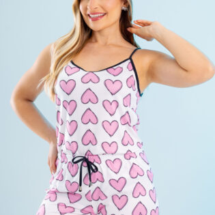 Pijama Curto de Alcinha - Corações